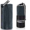 2-Piece Dark Grey Quick-Dry Microfiber Sports Towel with Travel Case - Compact & Absorbent for Gym, Swimming & Camping