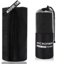 2-Piece Black Quick-Dry Microfiber Sports Towel with Travel Case - Compact & Absorbent for Gym, Swimming & Camping