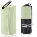 2-Piece Beige Yellow Quick-Dry Microfiber Sports Towel with Travel Case - Compact & Absorbent for Gym, Swimming & Camping