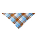Blue S 55x38x38cm Thanksgiving Plaid Dog Bandana 2-Pack - Festive Tassel Triangle Scarf for Pets