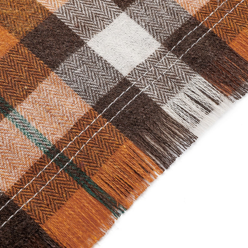 Brown M 65x45x45cm Thanksgiving Plaid Dog Bandana 2-Pack - Festive Tassel Triangle Scarf for Pets