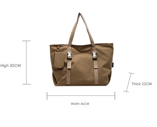 Khaki Modern Utility Tote Bag for Women - Large Capacity Shoulder Bag with Detachable Pouch for Work, School & Travel