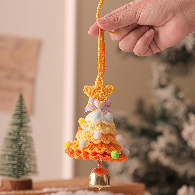 2PCS Multicolor-purple Handmade-Style Crochet Christmas Tree Ornament - Festive Plush Hanging Decor for Home & Car