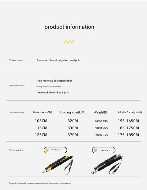 Ultralight Carbon Fiber Foldable Trail Running & Hiking Pole(blue  Recommended height range 165-175cm)