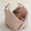 Luxury Quilted 2-in-1 Pet Travel Carrier & Car Booster Seat for Small Dogs(beige)