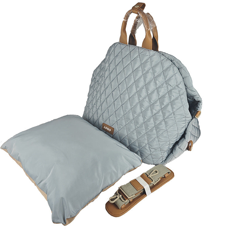 Luxury Quilted 2-in-1 Pet Travel Carrier & Car Booster Seat for Small Dogs(Blue-gray)