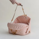 Luxury Quilted 2-in-1 Pet Travel Carrier & Car Booster Seat for Small Dogs(Blue-gray)