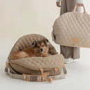 Luxury Quilted 2-in-1 Pet Travel Carrier & Car Booster Seat for Small Dogs(Camel)