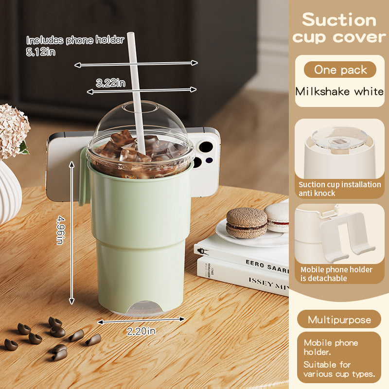 Multi-Purpose Anti-Spill Cup Holder with Suction Base & Detachable Phone Stand(green)