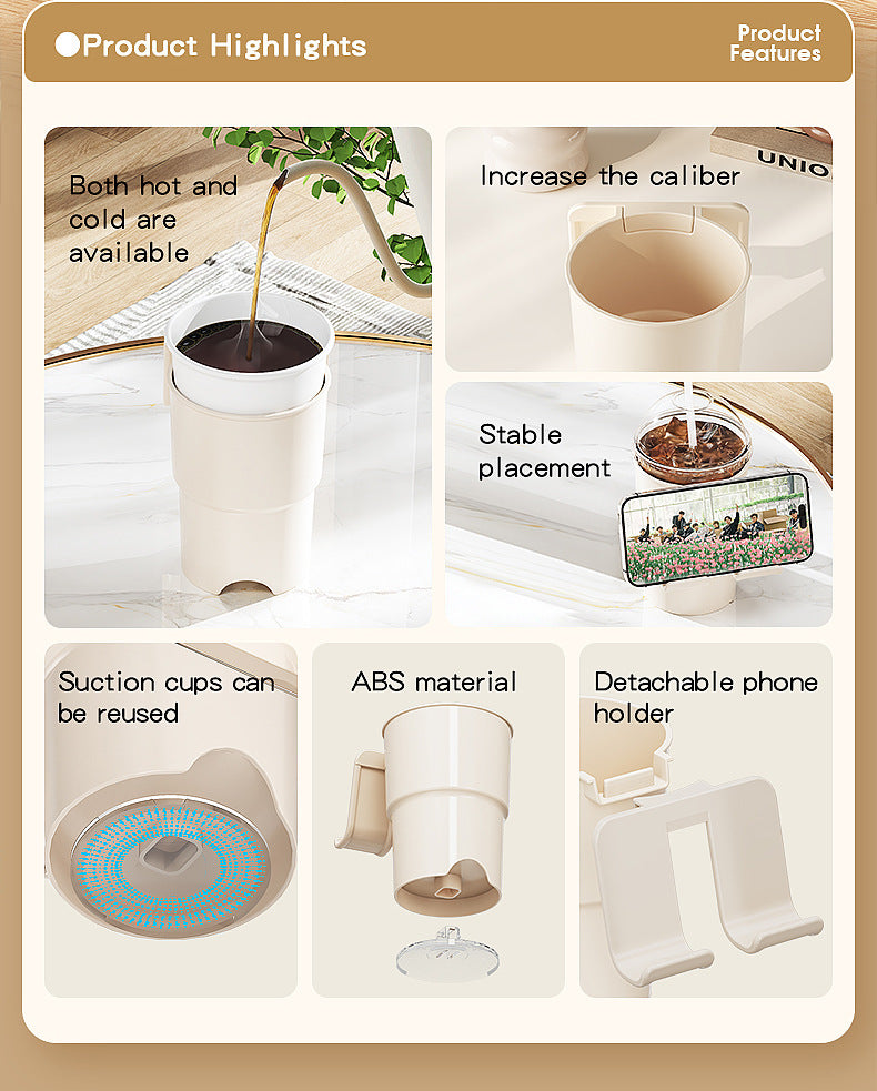 Multi-Purpose Anti-Spill Cup Holder with Suction Base & Detachable Phone Stand(green)