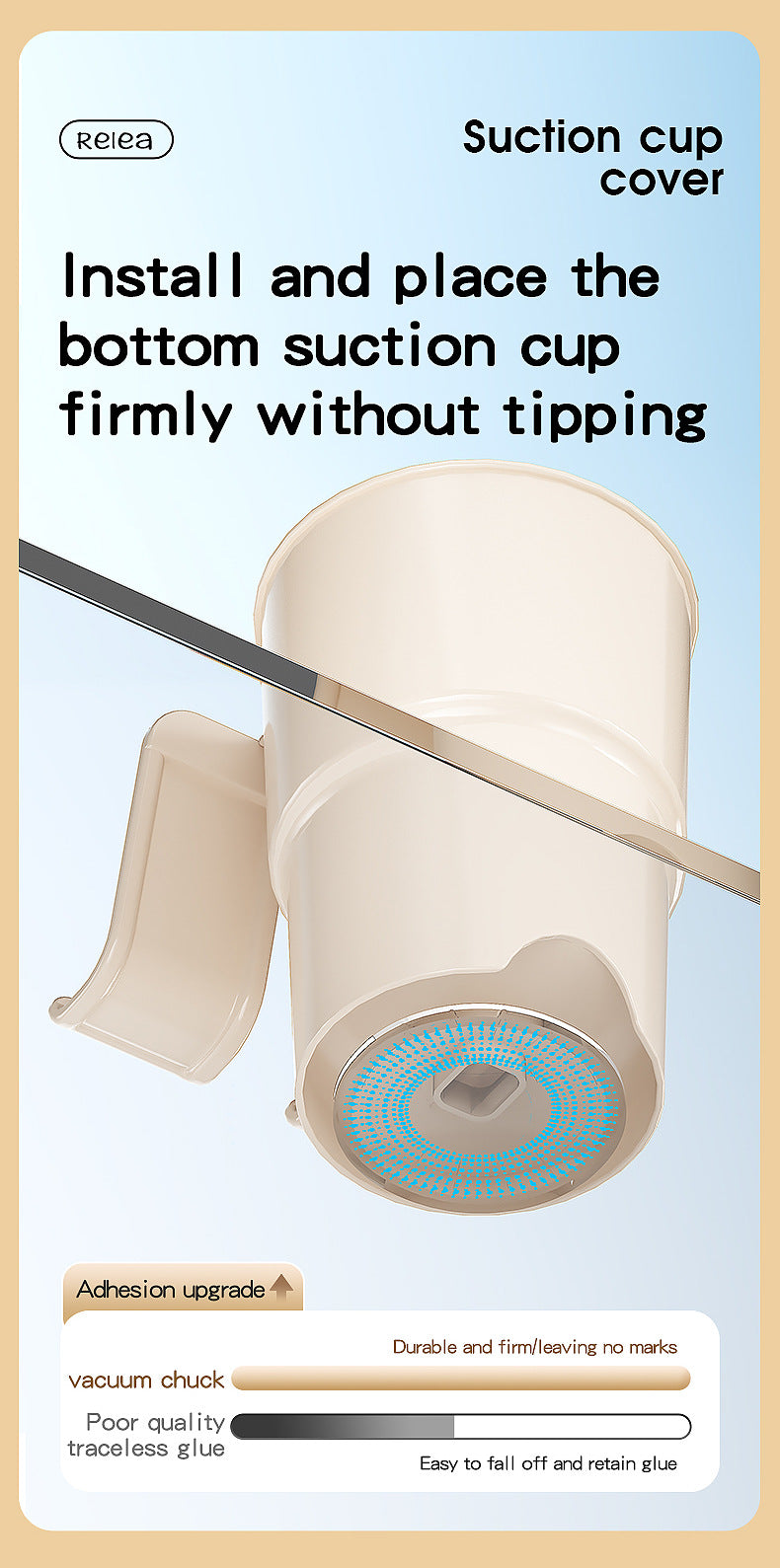 Multi-Purpose Anti-Spill Cup Holder with Suction Base & Detachable Phone Stand(white)