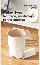 Multi-Purpose Anti-Spill Cup Holder with Suction Base & Detachable Phone Stand(white)