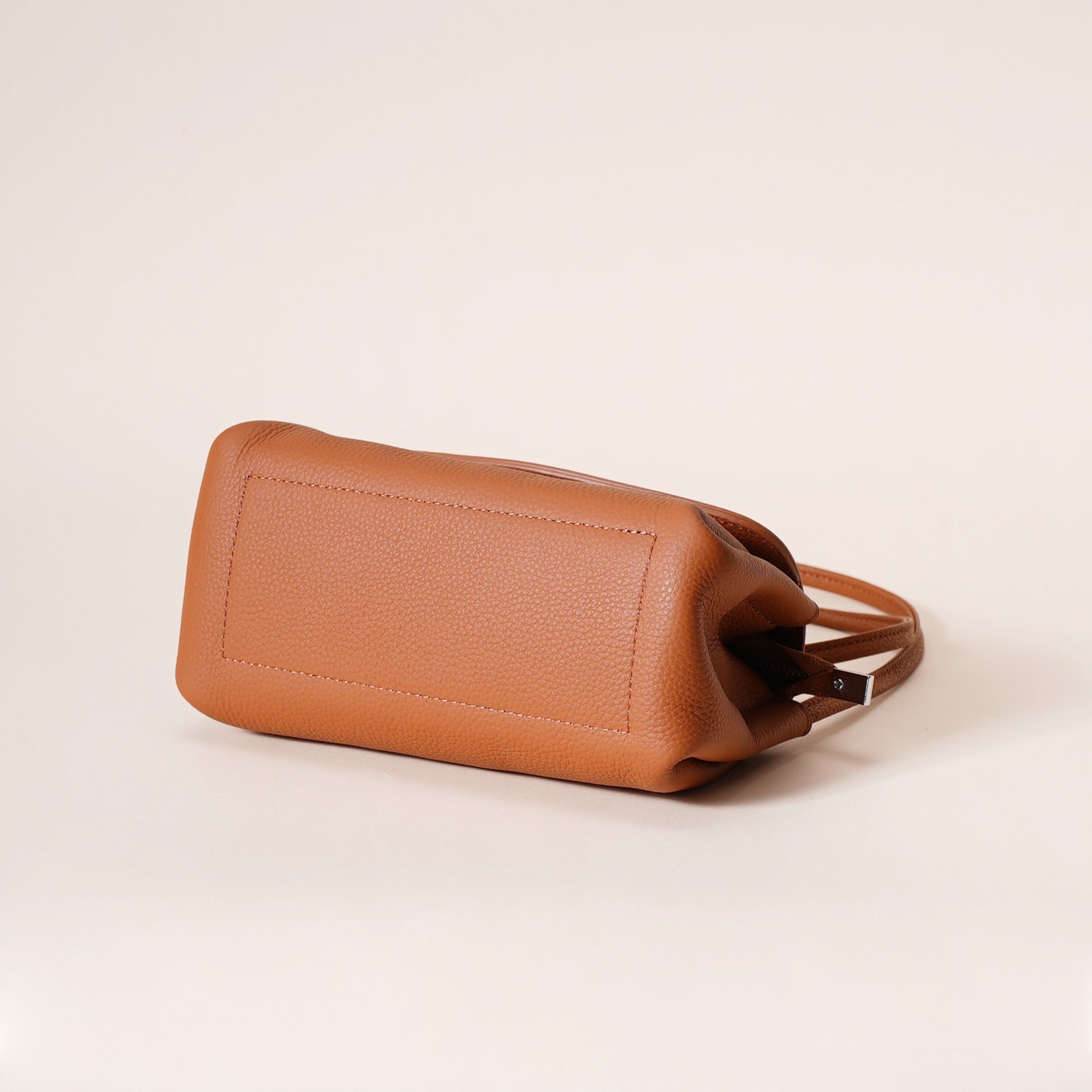 Genuine Leather Flap Crossbody Bag with Elephant Charm - Compact & Stylish Shoulder Purse(Golden brown)