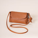 Genuine Leather Flap Crossbody Bag with Elephant Charm - Compact & Stylish Shoulder Purse(Black)