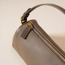Genuine Leather Boston Bag - Mini Barrel Crossbody & Top Handle Purse(grey)