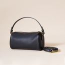Genuine Leather Boston Bag - Mini Barrel Crossbody & Top Handle Purse(black)