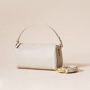 Genuine Leather Boston Bag - Mini Barrel Crossbody & Top Handle Purse(white)