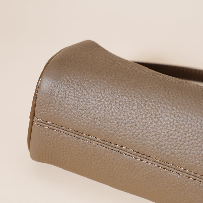 Genuine Leather Boston Bag - Mini Barrel Crossbody & Top Handle Purse(white)