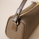 Genuine Leather Boston Bag - Mini Barrel Crossbody & Top Handle Purse(white)