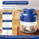 Powerful Mini Electric Food Chopper - USB Rechargeable Cordless Garlic & Meat Mincer(Blue 250ml + 4-blade knife)