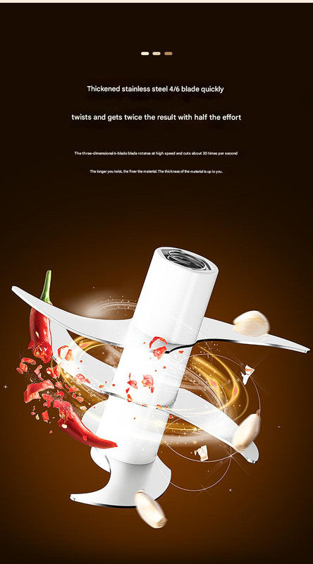 Powerful Mini Electric Food Chopper - USB Rechargeable Cordless Garlic & Meat Mincer(purple 250ml + 4-blade knife)