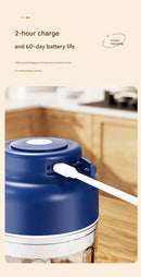 Powerful Mini Electric Food Chopper - USB Rechargeable Cordless Garlic & Meat Mincer(Blue 320ml + 6-blade knife)