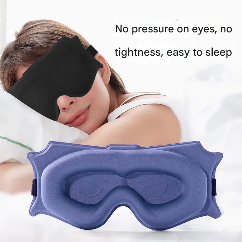 3pc 6D Contoured Zero-Pressure Sleep Mask - 360 Light Blocking Eye Mask with Adjustable Strap(black)
