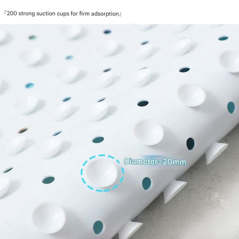 Non-Slip PVC Bath & Shower Mat with Suction Cups and Drainage Holes - Cartoon Ocean Theme(Blue Whale)