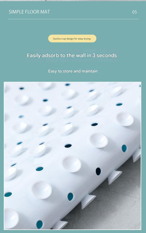Non-Slip PVC Bath & Shower Mat with Suction Cups and Drainage Holes - Cartoon Ocean Theme(Blue Whale)