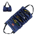 Heavy-Duty Canvas Tool Roll Up Bag & Organizer Tote - Multi-Pocket Wrench & Tool Pouch(Blue)