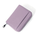 Genuine Leather RFID Blocking Accordion Card Holder & Coin Purse - Large Capacity Zip Wallet(purple)