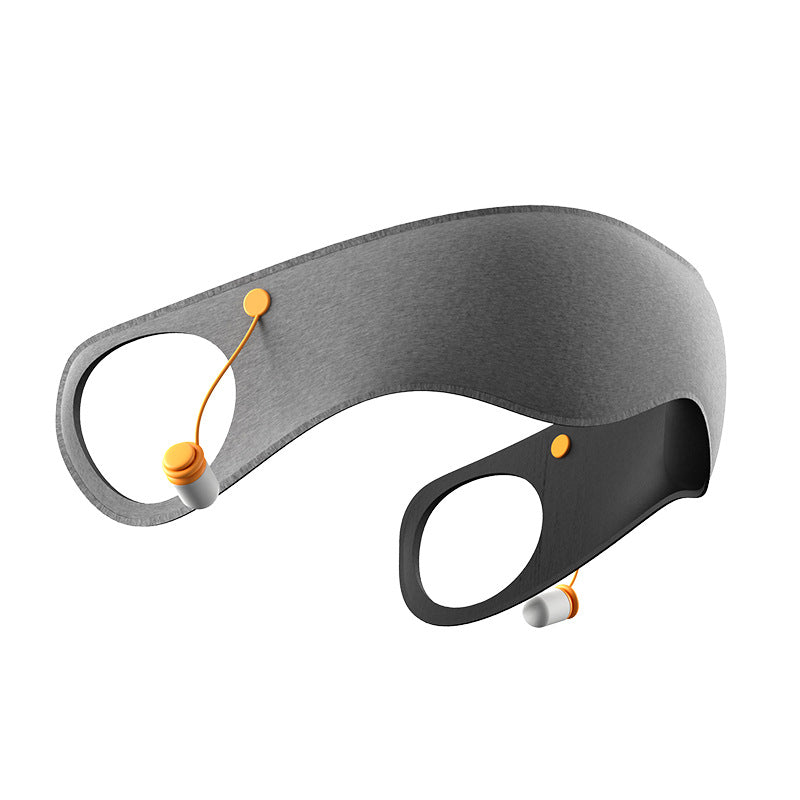 Grey 2-in-1 Blackout Sleep Mask with Integrated Noise Reducing Earplugs for Undisturbed Rest