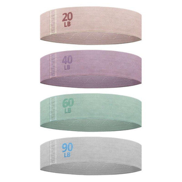 Colorful Fabric Resistance Bands for Legs and Glutes - Set of 4 Non-Slip Workout Loops