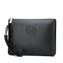 Black Classic Men's PU Leather Clutch Bag - Slim Business Wristlet & Travel Pouch