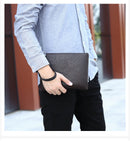 Black Classic Men's PU Leather Clutch Bag - Slim Business Wristlet & Travel Pouch