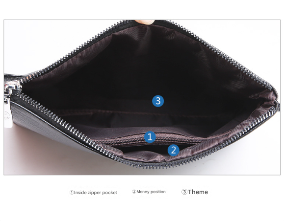 Coffee Classic Men's PU Leather Clutch Bag - Slim Business Wristlet & Travel Pouch