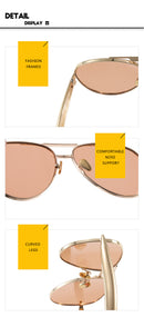 Style C2 Gold Frame Orange Lenses Chic Oversized Aviator Sunglasses - Retro Metal Frame with UV400 Protection for Women