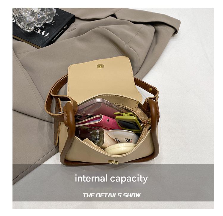 Khaki and Brown Chic PU Leather Crossbody Bag with Cute Bear Charm - Adjustable Strap Shoulder Purse