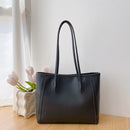 Black Chic Large Capacity Tote Bag - PU Leather Commuter Shoulder Handbag for Women