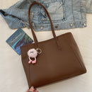 Brown Chic Large Capacity Tote Bag - PU Leather Commuter Shoulder Handbag for Women