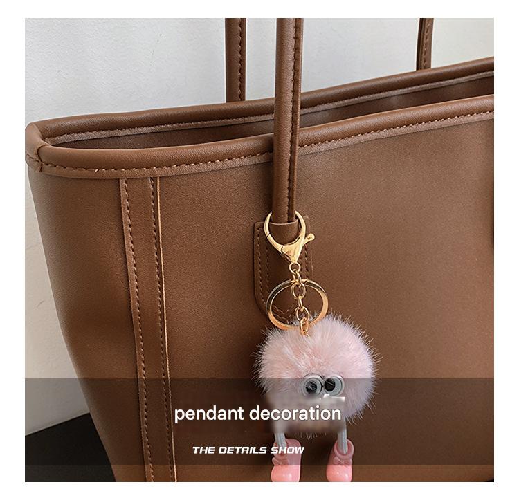Khaki and Brown Chic Large Capacity Tote Bag - PU Leather Commuter Shoulder Handbag for Women