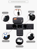 Black and Pink Stitching Universal Stroller Organiser Caddy with Insulated Cup Holders and Detachable Wristlet