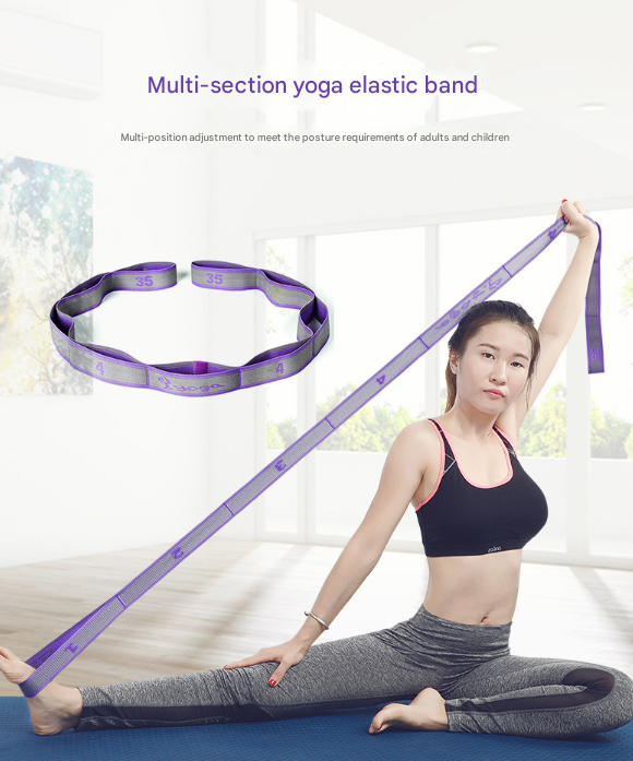 Pink 9-Loop Yoga Stretch Strap - Numbered Band for Flexibility and Physical Therapy