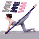 Dark Blue Instructional Yoga Stretch Strap with Embroidered Pose Guide - 11-Loop Flexibility Band