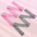 Pink Instructional Yoga Stretch Strap with Embroidered Pose Guide - 11-Loop Flexibility Band