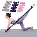 Grey Instructional Yoga Stretch Strap with Embroidered Pose Guide - 11-Loop Flexibility Band