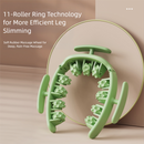 Green and White Removable Adjustable Wrap-Around Muscle Roller - 11-Wheel Deep Tissue Massager for Legs, Arms & Body