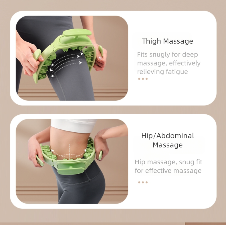 Green and White Removable Adjustable Wrap-Around Muscle Roller - 11-Wheel Deep Tissue Massager for Legs, Arms & Body