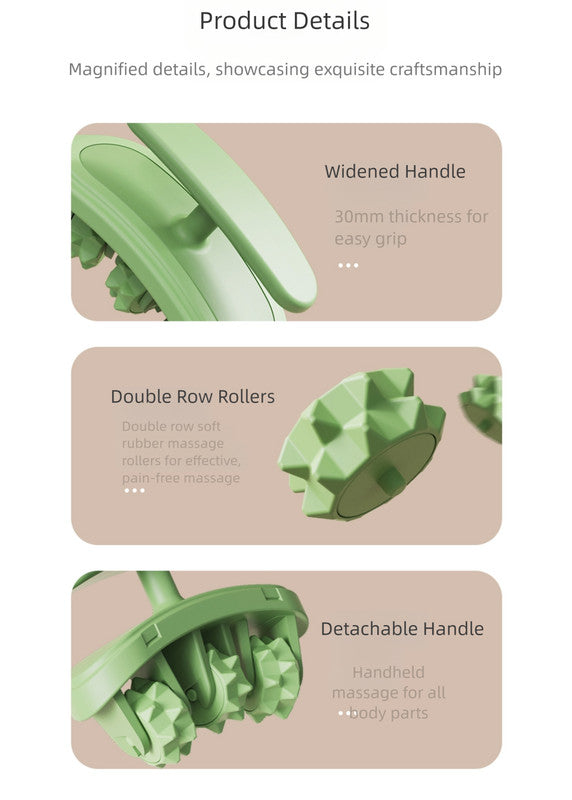 Pink and White Removable Adjustable Wrap-Around Muscle Roller - 11-Wheel Deep Tissue Massager for Legs, Arms & Body