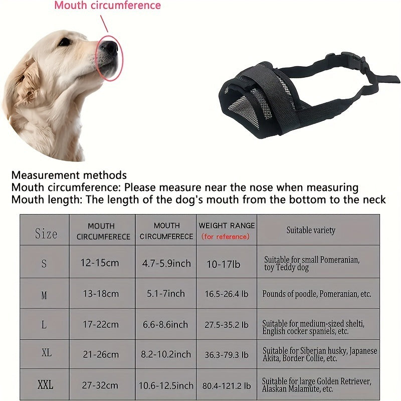 3 Pcs Size L Black Breathable Mesh Dog Muzzle - Soft & Comfortable Guard to Prevent Biting, Allows Panting and Drinking